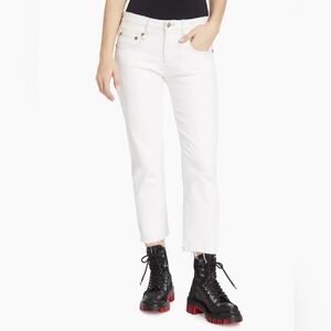 R13 Boy Straight-Leg With Spiral Cropped Frayed Hem Jeans Garret White S…
